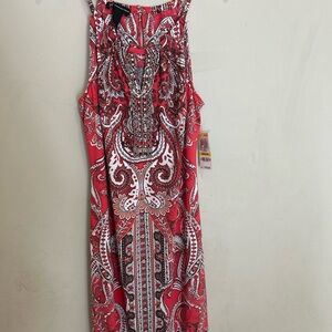 INC International Concepts Red and White Paisley Dress